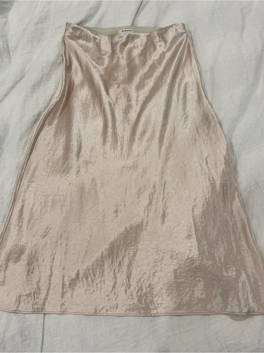 Aritzia Babaton blush pink satin slip skirt